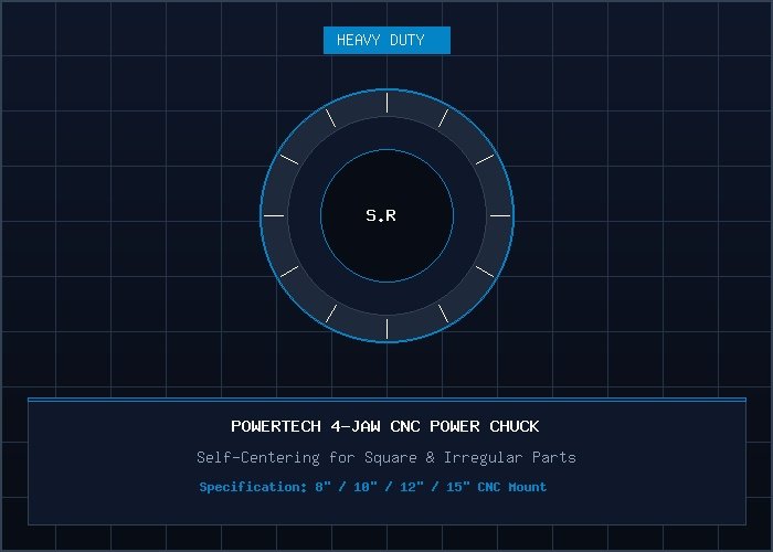 POWERTECH 4-Jaw Hydraulic CNC Chuck (Self-Centering)